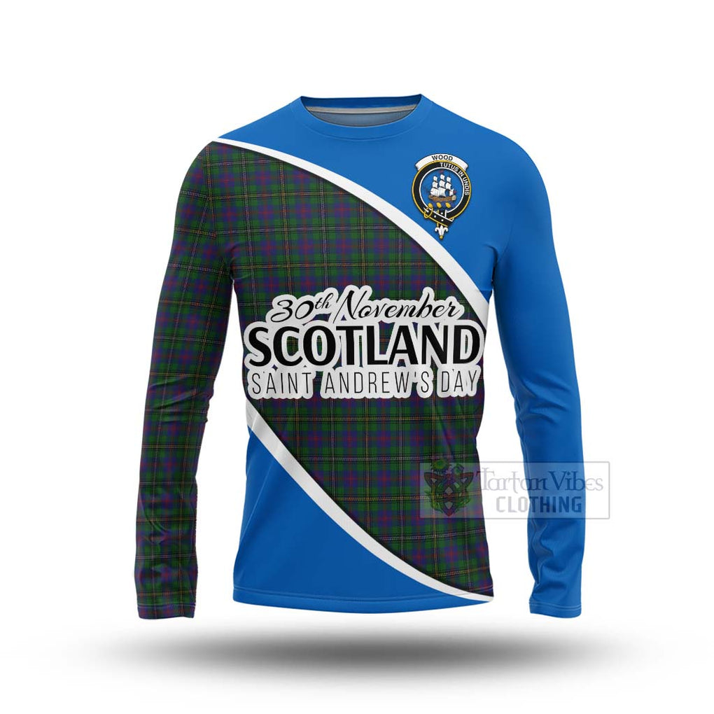 Tartan Vibes Clothing Wood Family Crest Tartan Long Sleeve T-Shirt Celebrate Saint Andrew's Day in Style