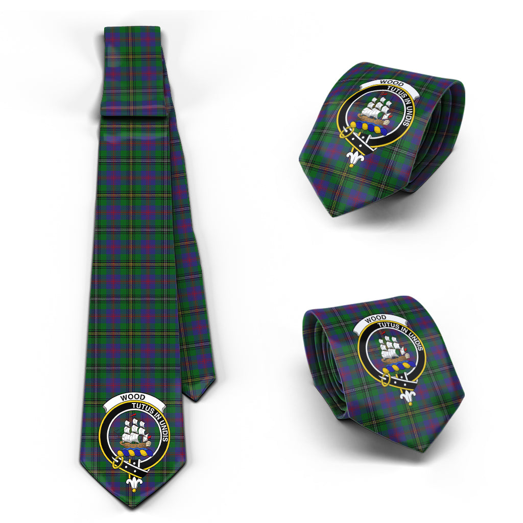 Wood Tartan Classic Necktie with Family Crest Necktie One Size - Tartan Vibes Clothing