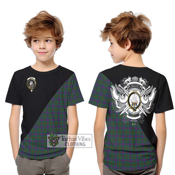 Wood Tartan Kid T-Shirt with Family Crest and Military Logo Style Youth XL Size14 - Tartanvibesclothing Shop
