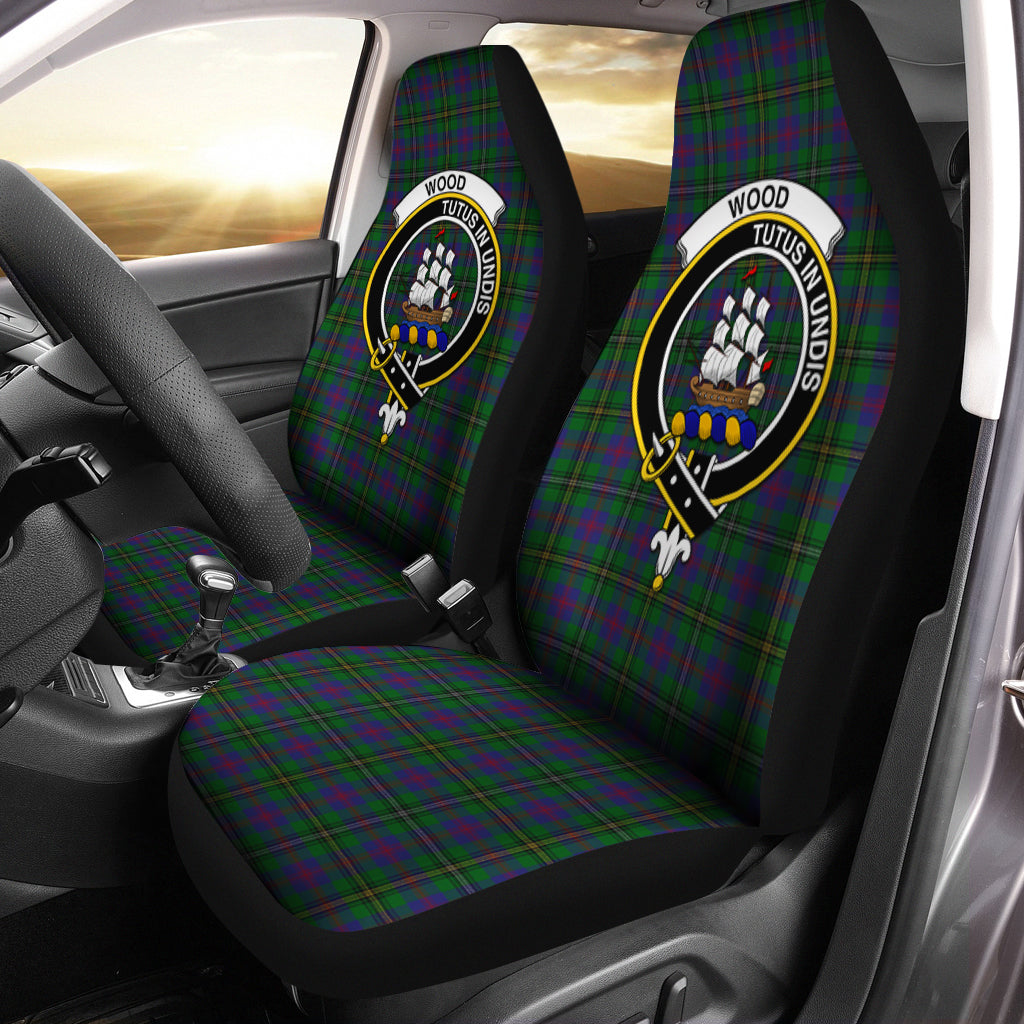 Wood Tartan Car Seat Cover with Family Crest One Size - Tartanvibesclothing