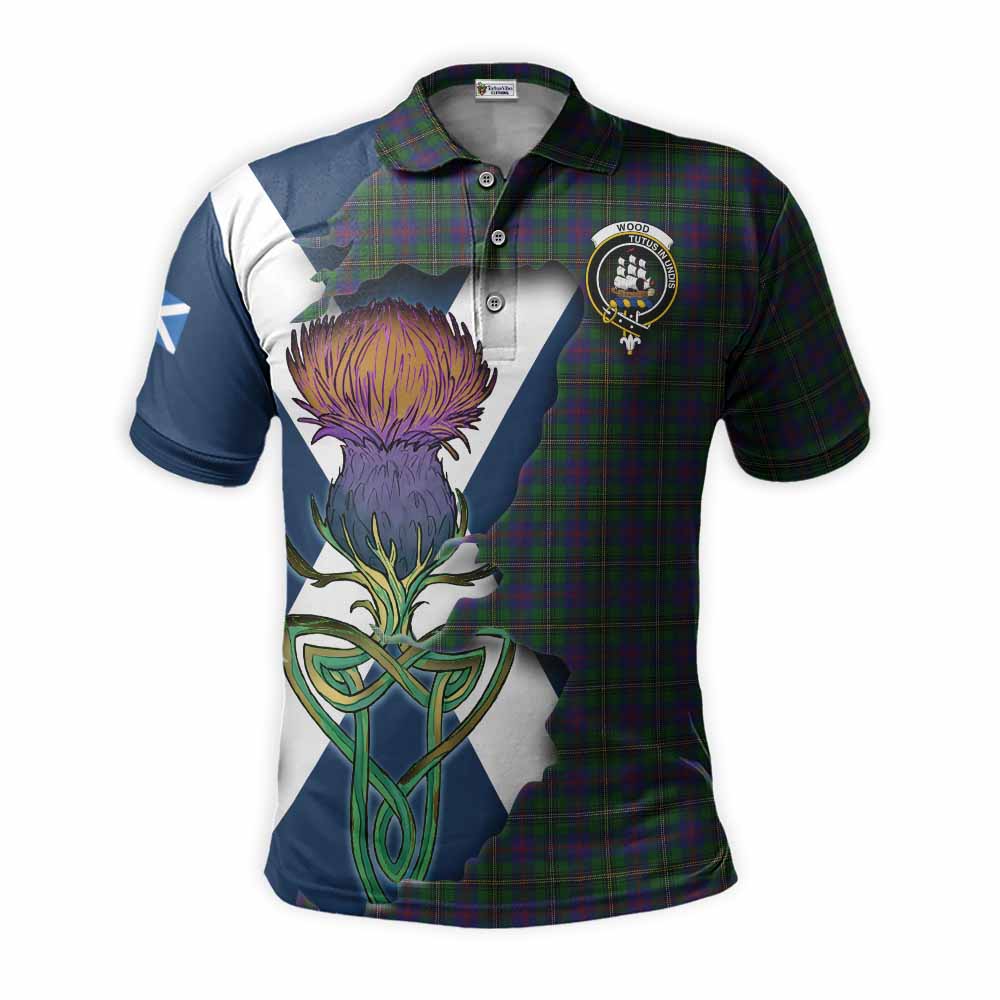 Tartan Vibes Clothing Wood Tartan Family Crest Polo Shirt Scottish Thistle Celtic Inspired