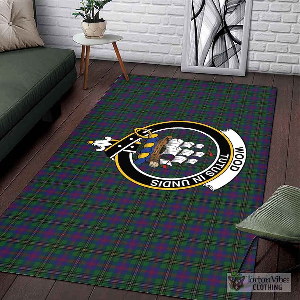 Tartan Vibes Clothing Wood Tartan Area Rug with Family Crest