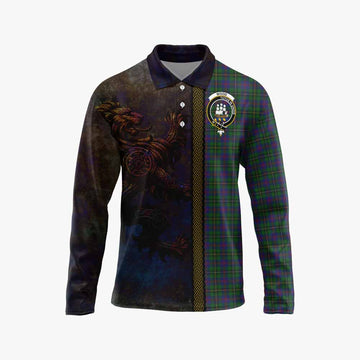 Wood Tartan Family Crest Long Sleeve Polo Shirt Alba Gu Brath Be Brave Lion Ancient Style
