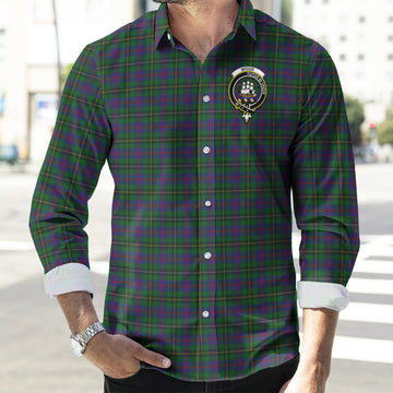 Wood Tartan Long Sleeve Button Up Shirt with Family Crest