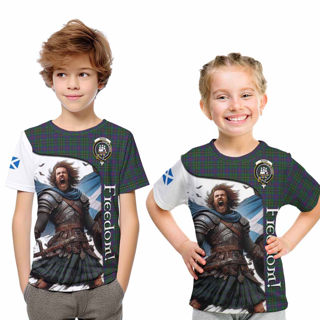 Tartan Vibes Clothing Wood Crest Tartan Kid T-Shirt Inspired by the Freedom of Scottish Warrior