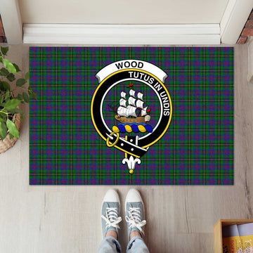 Wood Tartan Rubber Doormat with Family Crest