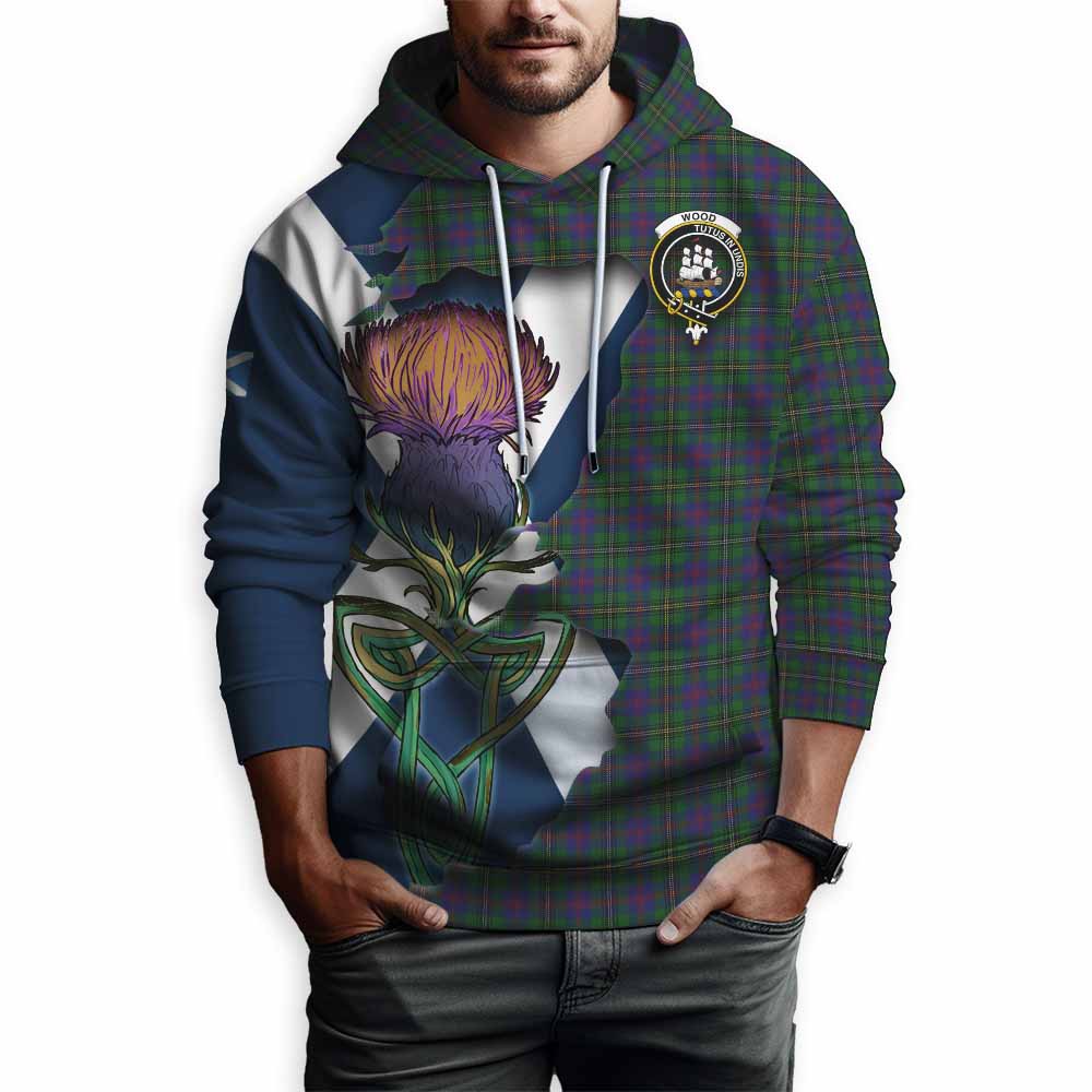 Tartan Vibes Clothing Wood Tartan Family Crest Hoodie Scottish Thistle Celtic Inspired