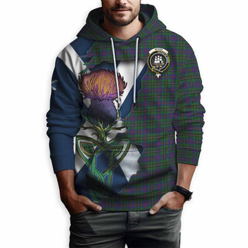 Tartan Vibes Clothing Wood Tartan Family Crest Hoodie Scottish Thistle Celtic Inspired