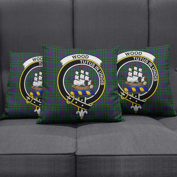 Wood Tartan Pillow Cover with Family Crest Square Pillow Cover - Tartanvibesclothing Shop
