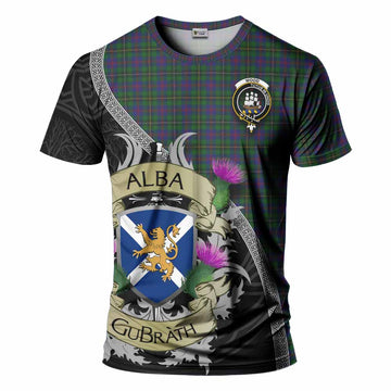 Tartan Vibes Clothing Wood Tartan Family Crest T-Shirt Lion Rampant Royal Thistle Shield Celtic Inspired