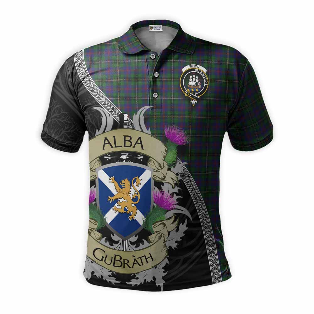 Tartan Vibes Clothing Wood Tartan Family Crest Polo Shirt Lion Rampant Royal Thistle Shield Celtic Inspired