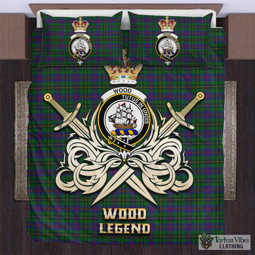 Wood Tartan Bedding Set with Clan Crest and the Golden Sword of Courageous Legacy