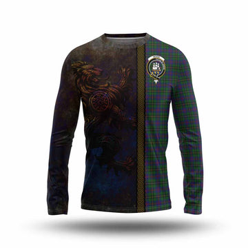 Wood Tartan Family Crest Long Sleeve T-Shirt Alba Gu Brath Be Brave Lion Ancient Style