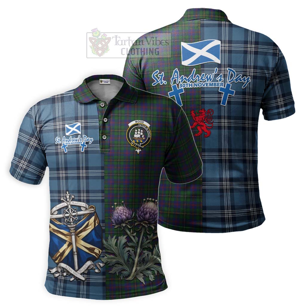 Tartan Vibes Clothing Wood Tartan Polo Shirt Happy St. Andrew's Day Half Tartan Style