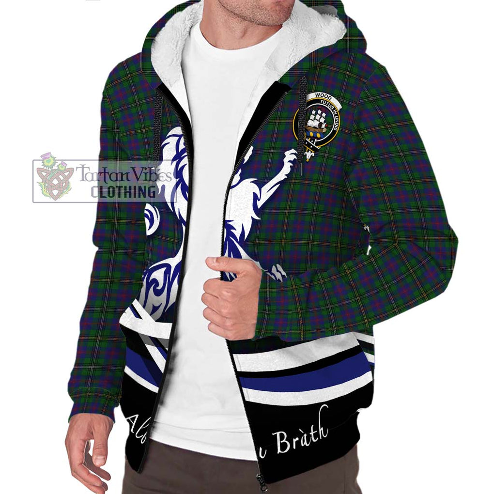 Wood Tartan Sherpa Hoodie with Alba Gu Brath Regal Lion Emblem Unisex S - Tartanvibesclothing Shop