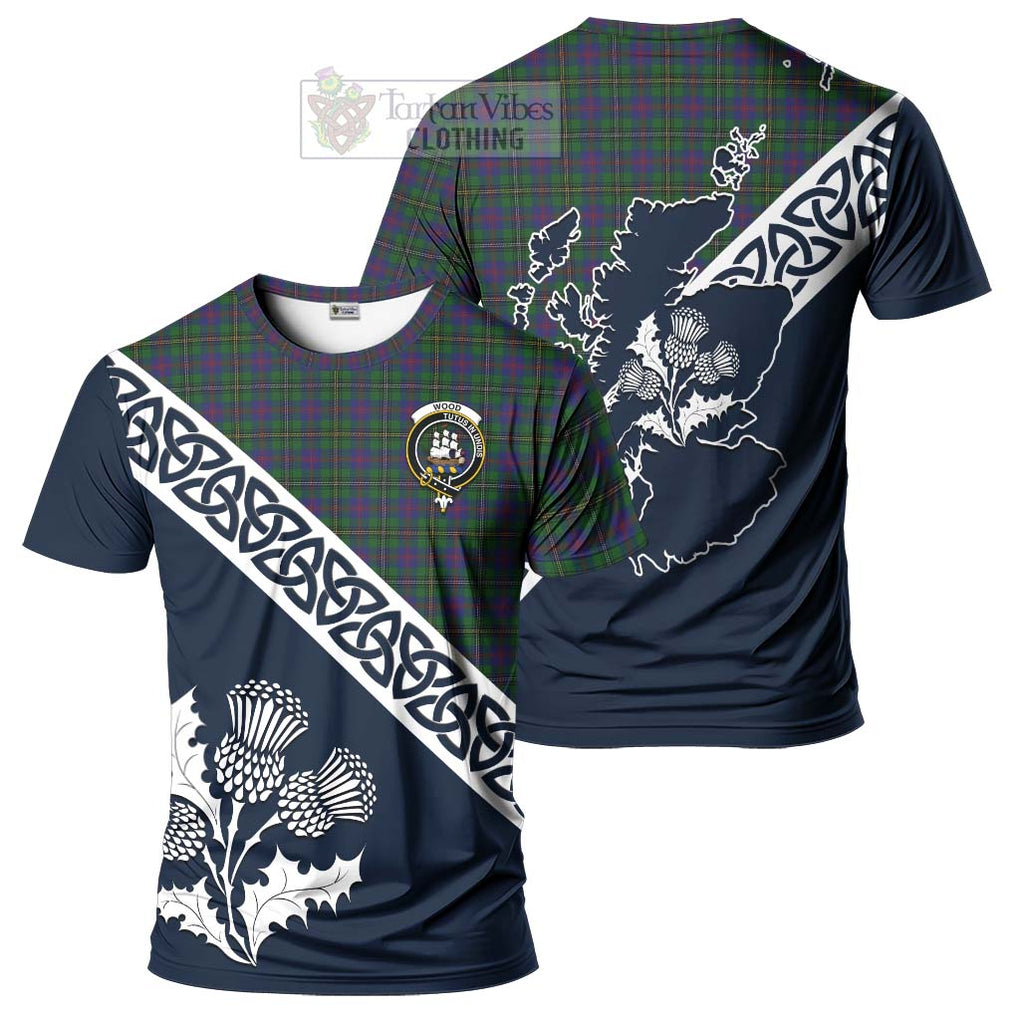 Wood Tartan T-Shirt Featuring Thistle and Scotland Map