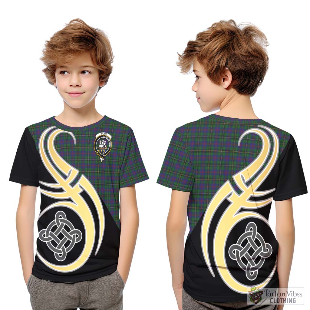Wood Tartan Kid T-Shirt with Family Crest and Celtic Symbol Style Youth XL Size14 - Tartan Vibes Clothing