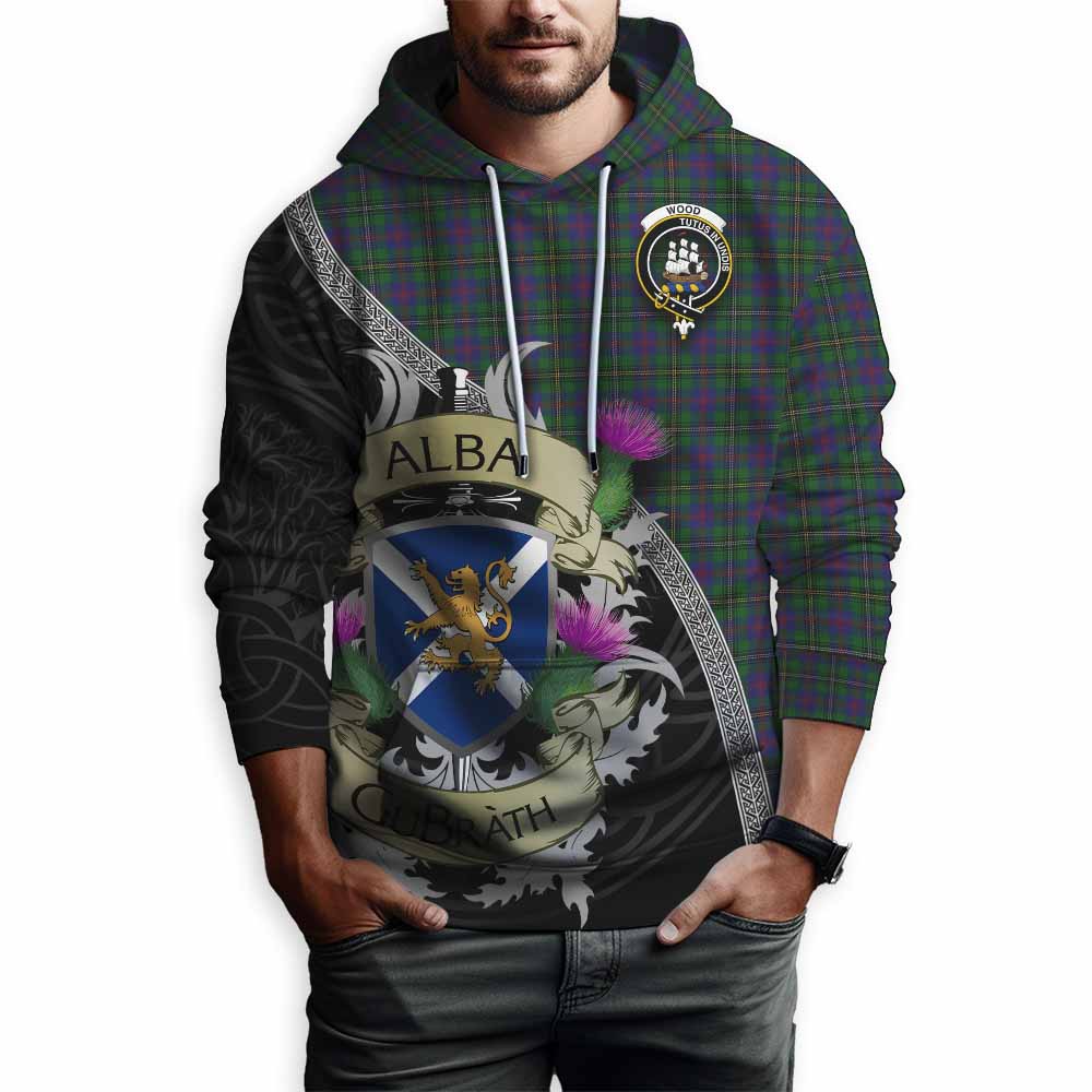 Tartan Vibes Clothing Wood Tartan Family Crest Hoodie Lion Rampant Royal Thistle Shield Celtic Inspired