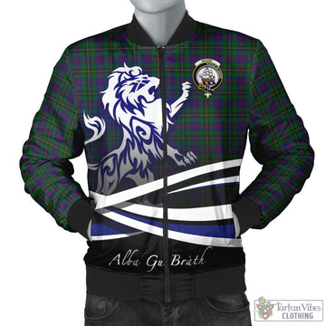 Wood Tartan Bomber Jacket with Alba Gu Brath Regal Lion Emblem
