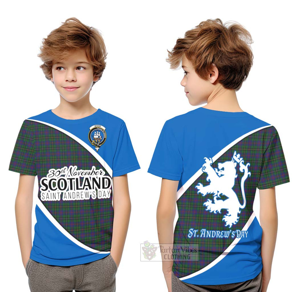 Tartan Vibes Clothing Wood Family Crest Tartan Kid T-Shirt Celebrate Saint Andrew's Day in Style