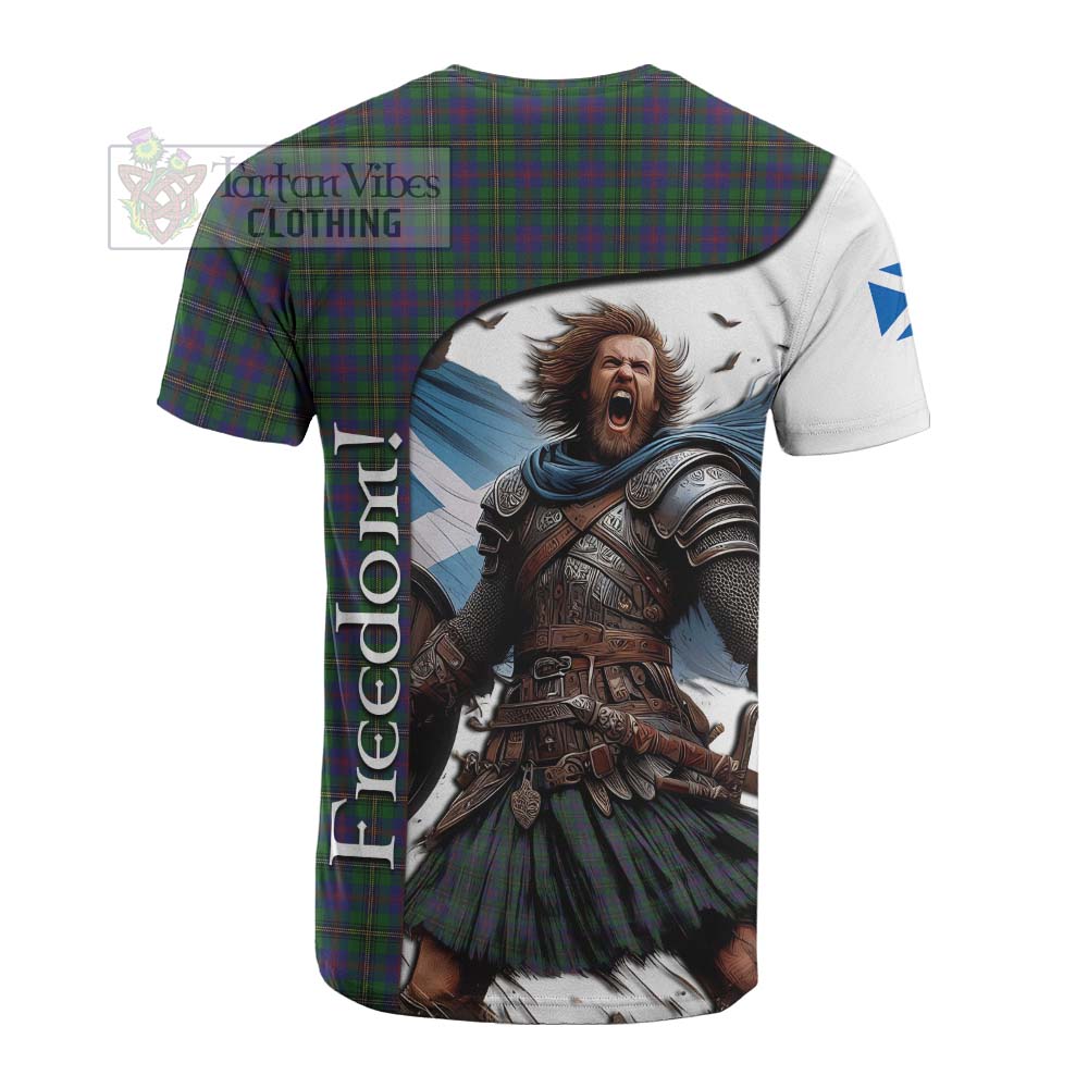 Tartan Vibes Clothing Wood Crest Tartan Cotton T-shirt Inspired by the Freedom of Scottish Warrior