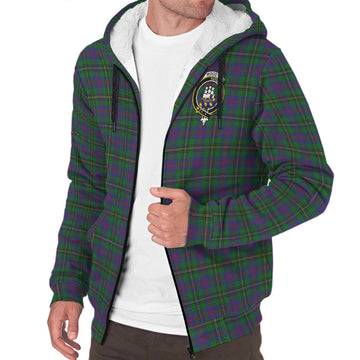Wood Tartan Sherpa Hoodie with Family Crest
