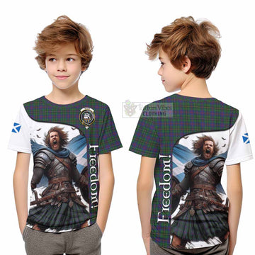 Tartan Vibes Clothing Wood Crest Tartan Kid T-Shirt Inspired by the Freedom of Scottish Warrior
