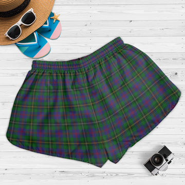 wood-tartan-womens-shorts-with-family-crest