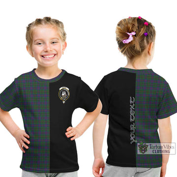 Wood Tartan Kid T-Shirt with Family Crest and Half Of Me Style - Tartanvibesclothing Shop