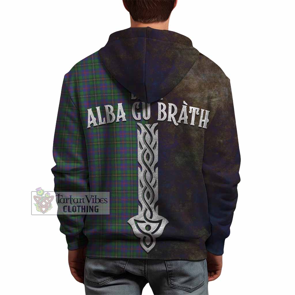 Tartan Vibes Clothing Wood Tartan Family Crest Hoodie Alba Gu Brath Be Brave Lion Ancient Style