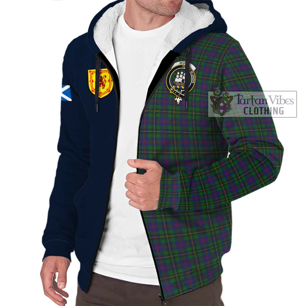 Tartan Vibes Clothing Wood Tartan Sherpa Hoodie with Scottish Lion Royal Arm Half Style