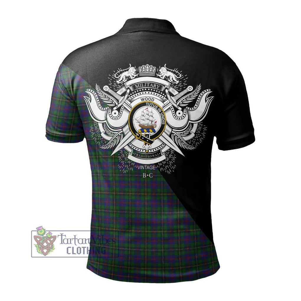 Wood Tartan Polo Shirt with Family Crest and Military Logo Style - Tartanvibesclothing Shop