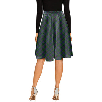 Wood Tartan Melete Pleated Midi Skirt Cross Style