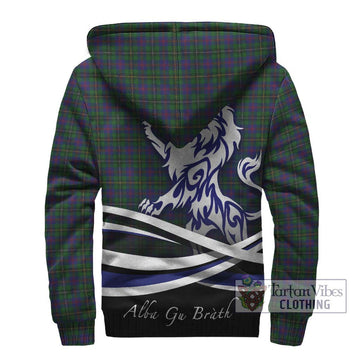 Wood Tartan Sherpa Hoodie with Alba Gu Brath Regal Lion Emblem