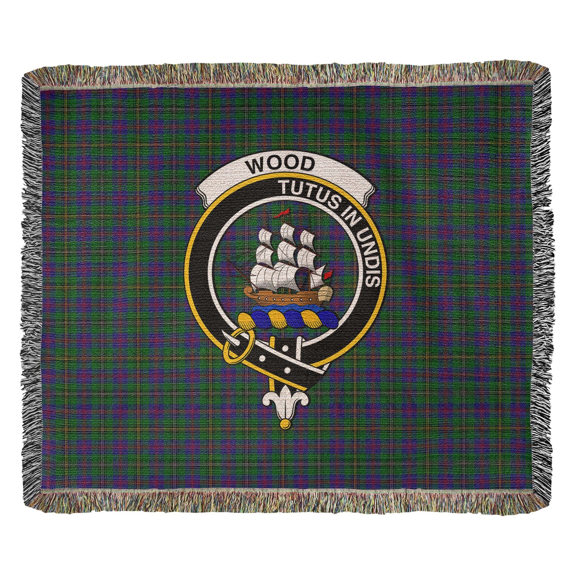 Tartan Vibes Clothing Wood Tartan Woven Blanket with Family Crest