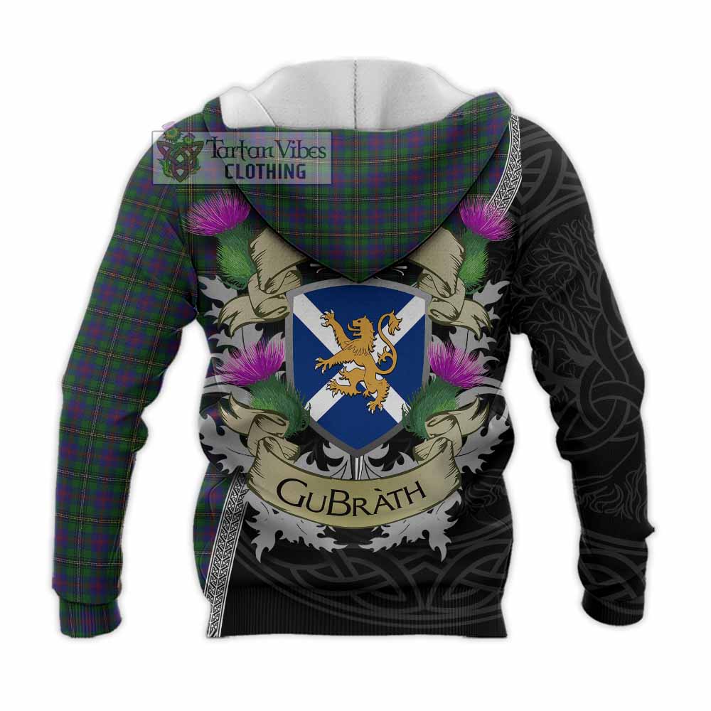 Tartan Vibes Clothing Wood Tartan Family Crest Knitted Hoodie Lion Rampant Royal Thistle Shield Celtic Inspired