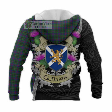 Wood Tartan Family Crest Knitted Hoodie Lion Rampant Royal Thistle Shield Celtic Inspired
