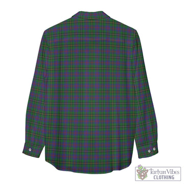 Wood Tartan Womens Casual Shirt with Family Crest