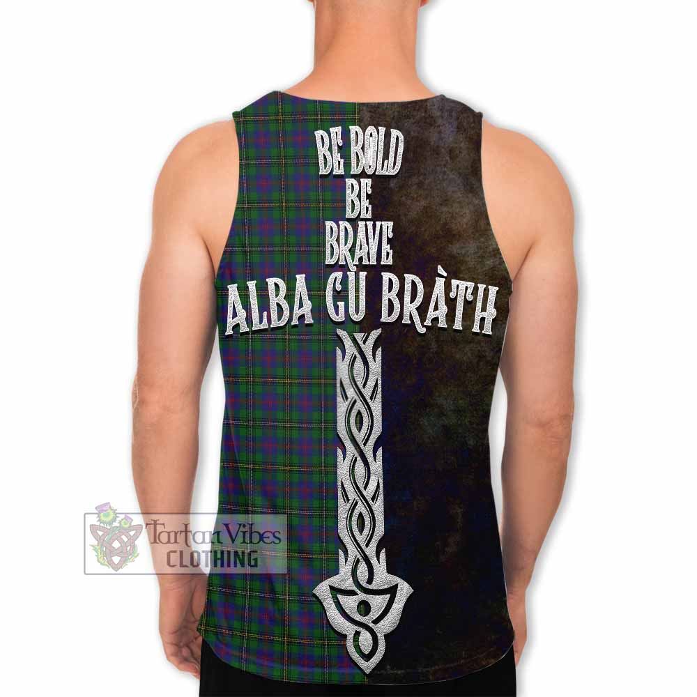 Tartan Vibes Clothing Wood Tartan Family Crest Men's Tank Top Alba Gu Brath Be Brave Lion Ancient Style