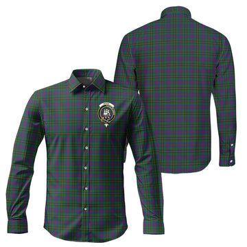 Wood Tartan Long Sleeve Button Up Shirt with Family Crest