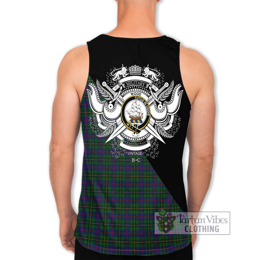 Wood Tartan Men's Tank Top with Family Crest and Military Logo Style - Tartanvibesclothing Shop
