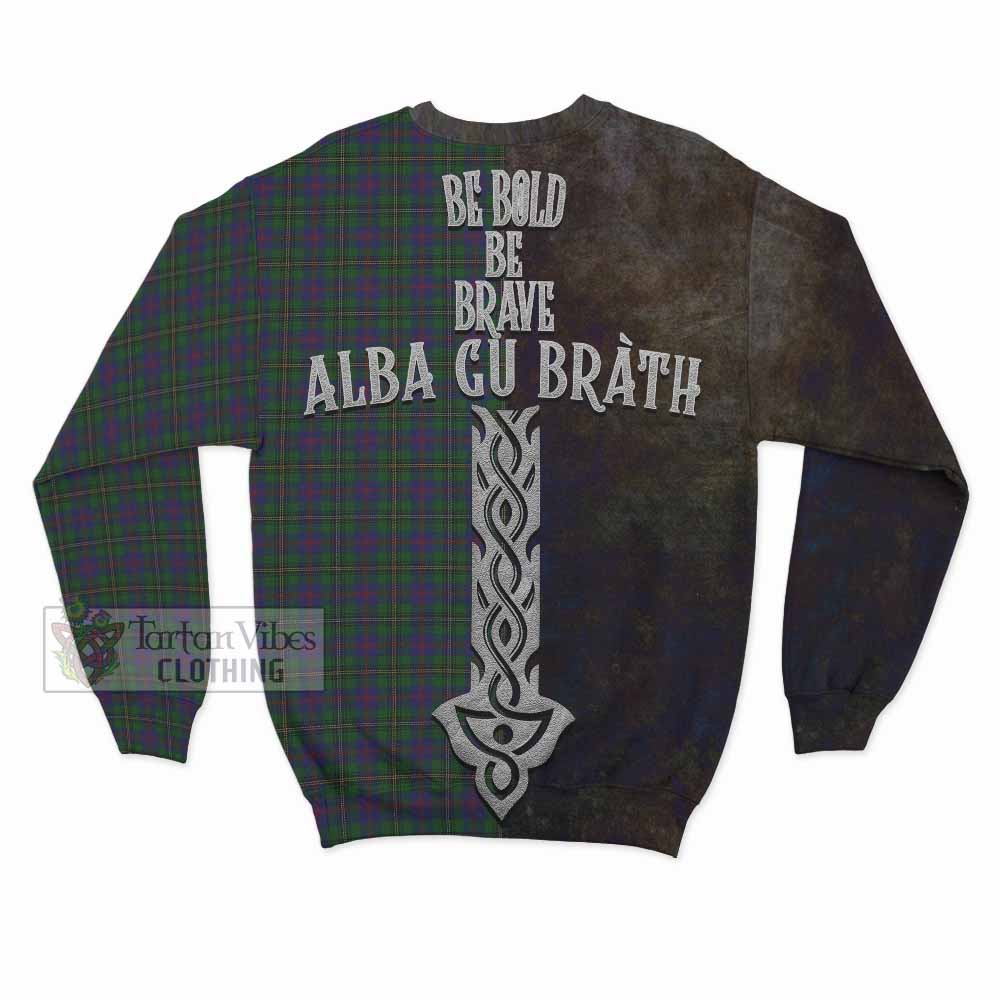 Tartan Vibes Clothing Wood Tartan Family Crest Sweatshirt Alba Gu Brath Be Brave Lion Ancient Style