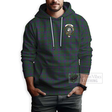 Tartan Vibes Clothing Wood Tartan Hoodie with Family Crest and Bearded Skull Holding Bottles of Whiskey