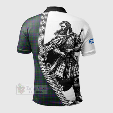 Wood Tartan Clan Crest Polo Shirt with Highlander Warrior Celtic Style