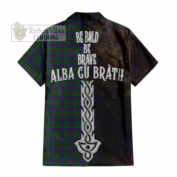 Wood Tartan Family Crest Hawaiian Shirt Alba Gu Brath Be Brave Lion Ancient Style