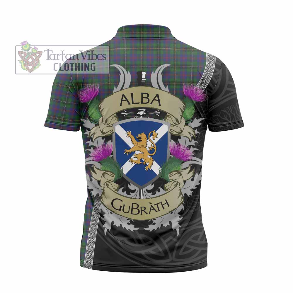Tartan Vibes Clothing Wood Tartan Family Crest Zipper Polo Shirt Lion Rampant Royal Thistle Shield Celtic Inspired
