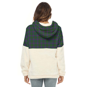 Wood Tartan Women's Borg Fleece Hoodie With Half Zip