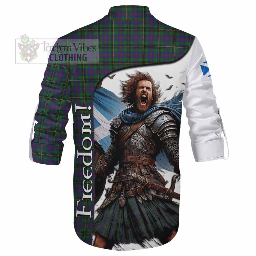 Tartan Vibes Clothing Wood Crest Tartan Ghillie Kilt Shirt Inspired by the Freedom of Scottish Warrior