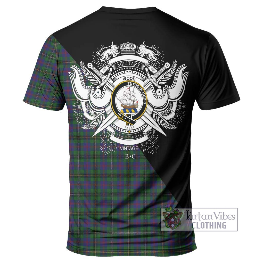 Wood Tartan T-Shirt with Family Crest and Military Logo Style - Tartanvibesclothing Shop