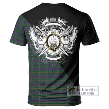 Wood Tartan T-Shirt with Family Crest and Military Logo Style - Tartanvibesclothing Shop